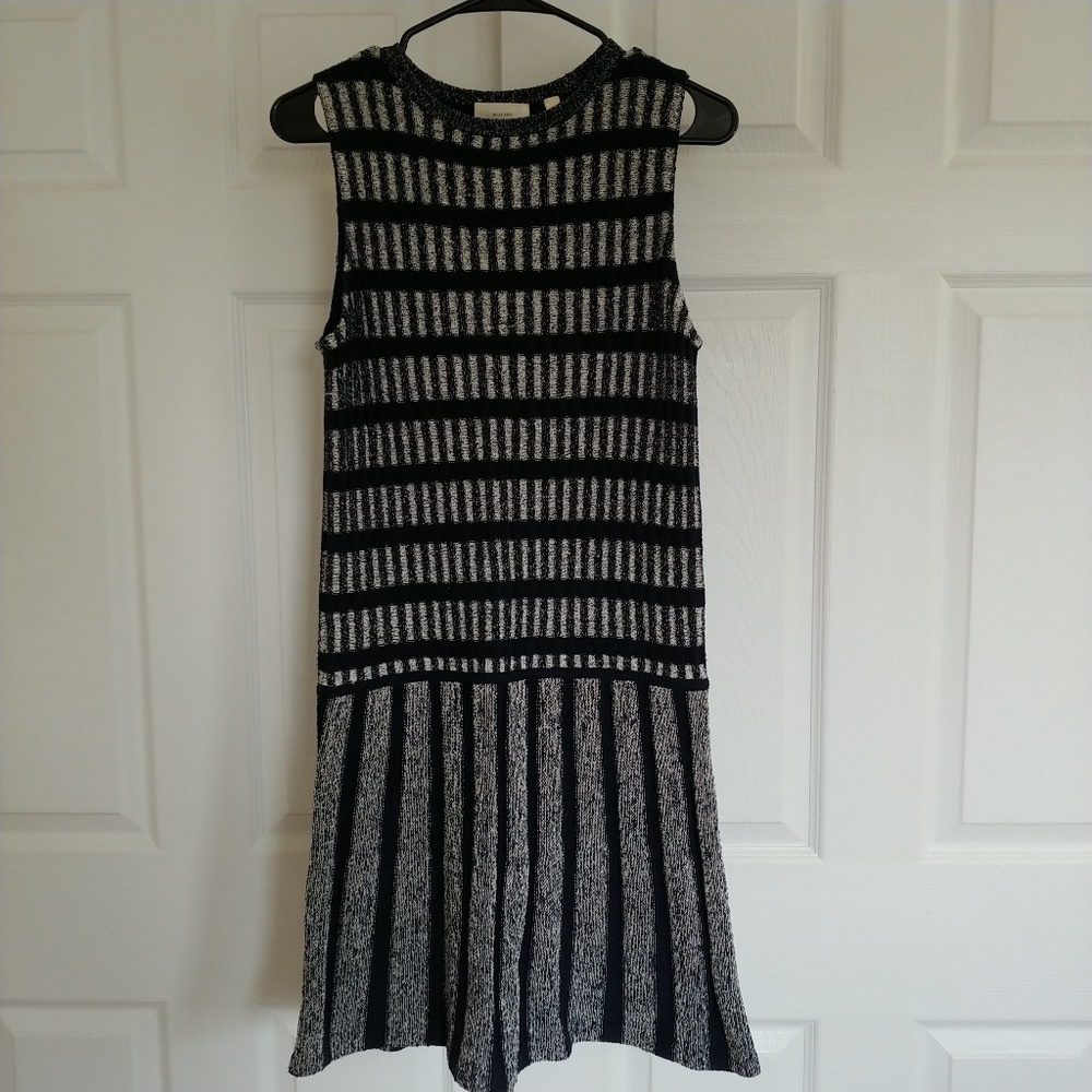 Billy Reid Black and White Striped Midi Dress
